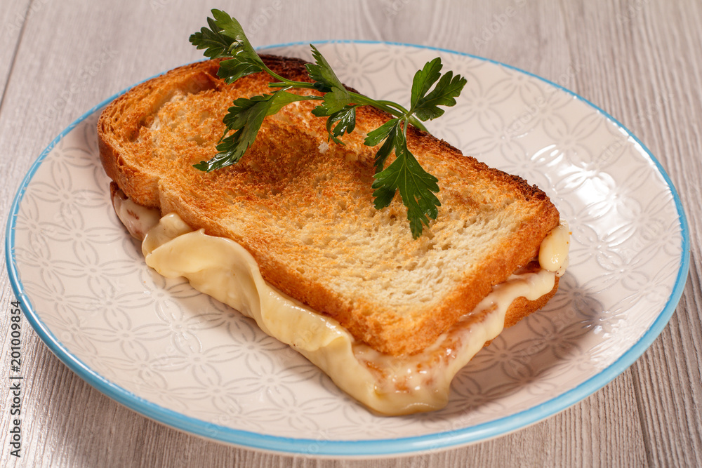 Good and delicious food for breakfast. Toast with butter and cheese