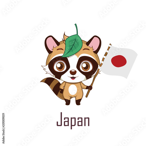 National animal raccoon dog holding the flag of Japan Stock Vector | Adobe  Stock