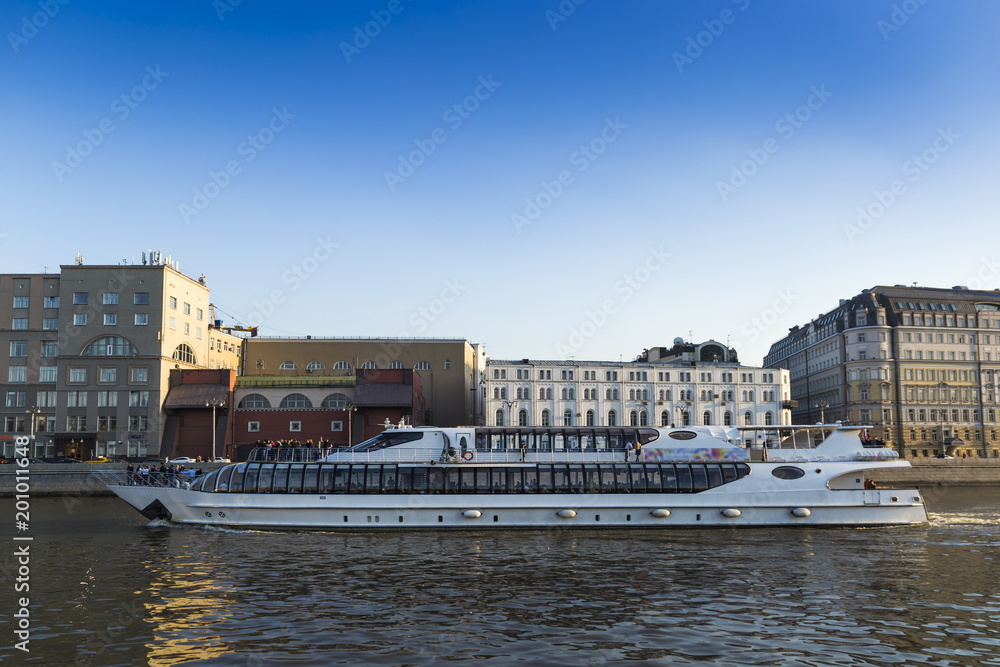 Tourist ship on the Moscow-river. Moscow. Russia.