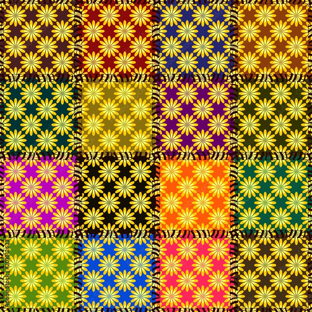 patchwork background with flowers 
