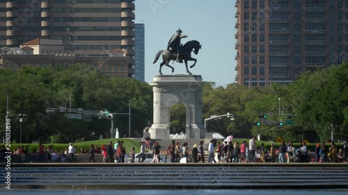 View of Sam Houston Statue at Herman Park in Houston, Texas photo