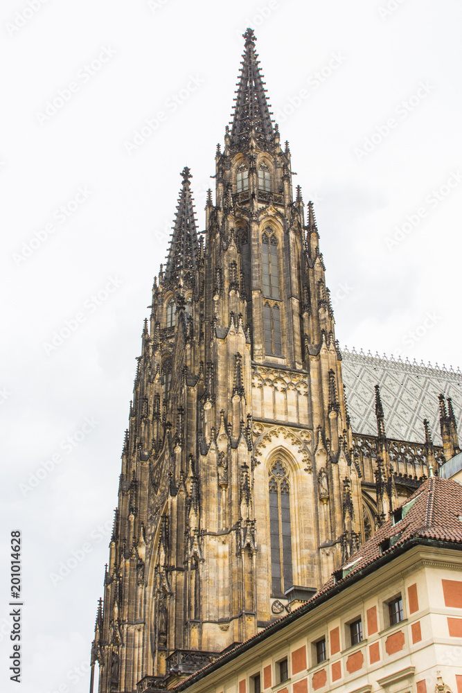 Tower of the Metropolitan Cathedral of Saints Vitus, Wenceslaus and Adalbert  is a Roman Catholic metropolitan cathedral in Prague