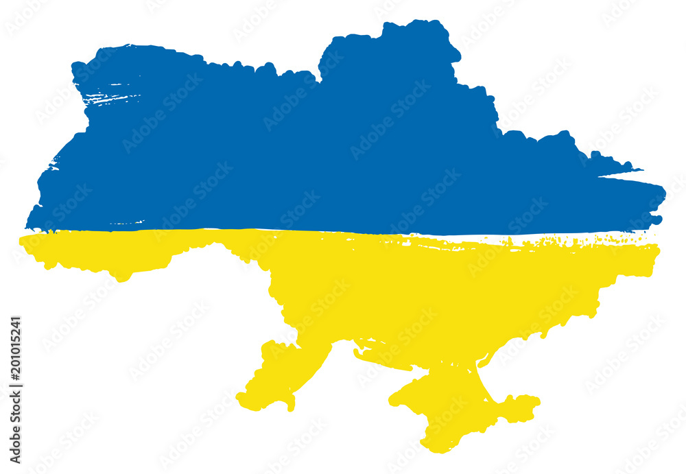 Ukraine Flag & Map Vector Hand Painted with Rounded Brush Ukraine Flag & Map Vector Hand Painted with Rounded Brush