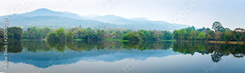  landscape panorama green mountain lake  , Chiangmai , Thailand photo