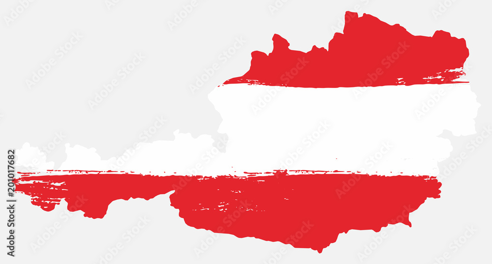 Austria Flag & Map Vector Hand Painted with Rounded Brush