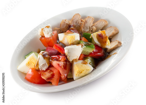 warm salad with meat and vegetables