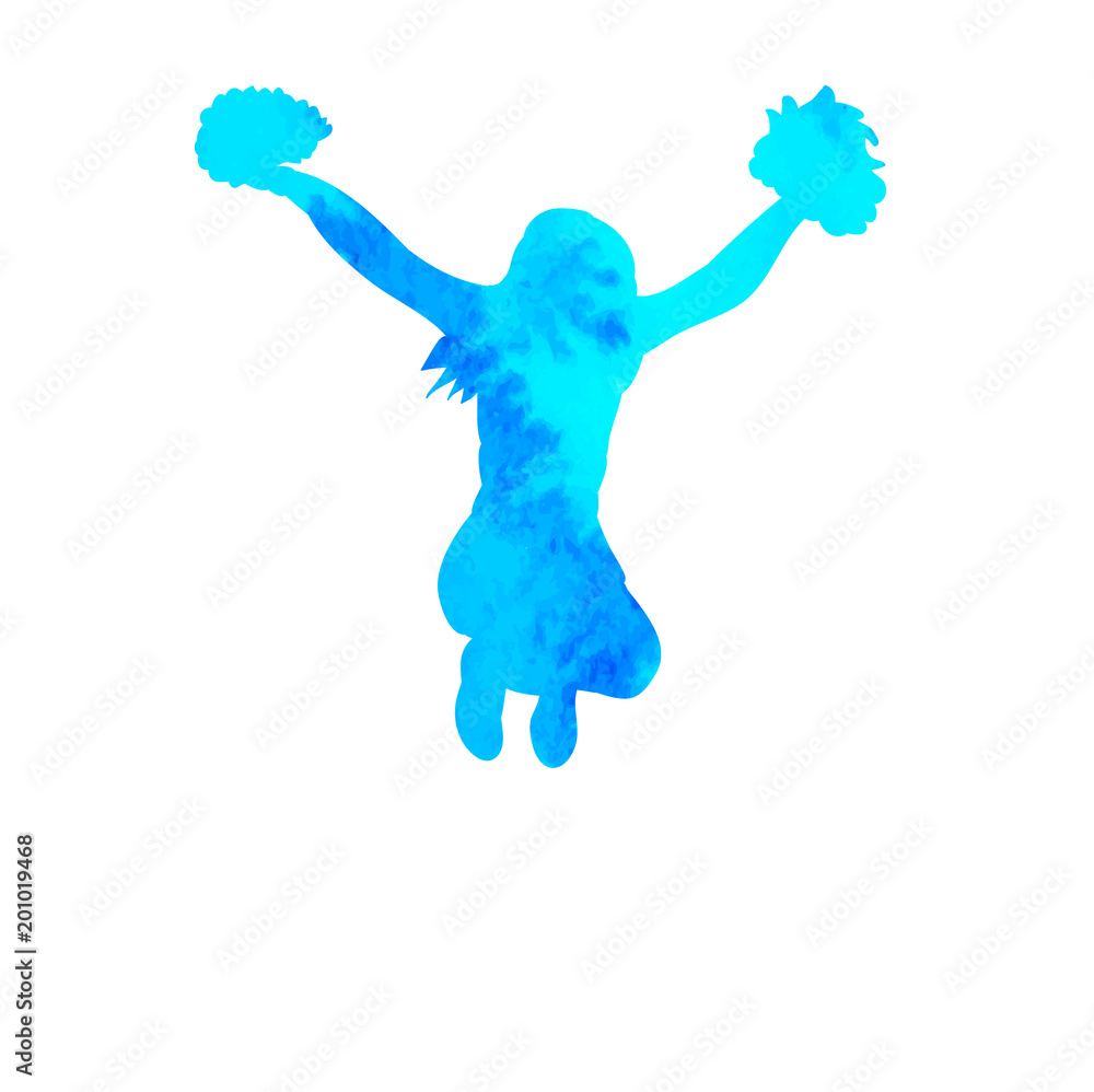 isolated, watercolor silhouette dancing girl cheerleader isolated, watercolor silhouette dancing girl cheerleader