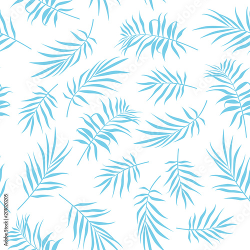 Tropical Seamless floral pattern background with palm leaves. 