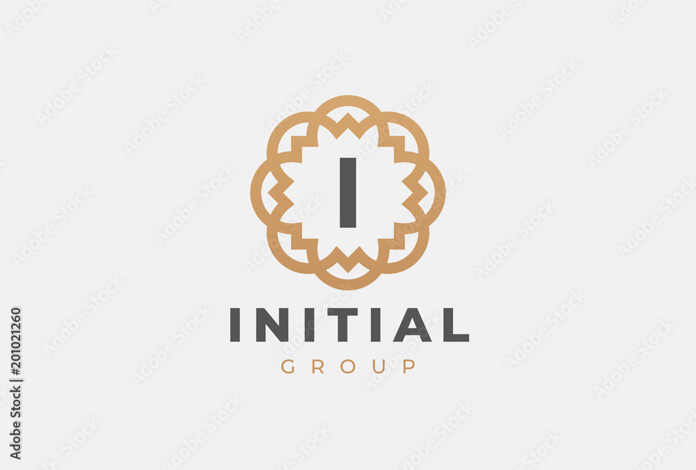 Fototapeta premium Premium universal monogram letter I initials logo. Abstract elegant flower logo icon vector design. Universal creative premium symbol. Luxury abc jewel logotype.