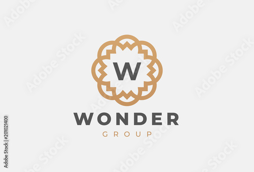 Premium universal monogram letter W initials logo. Abstract elegant flower logo icon vector design. Universal creative premium symbol. Luxury abc jewel logotype.