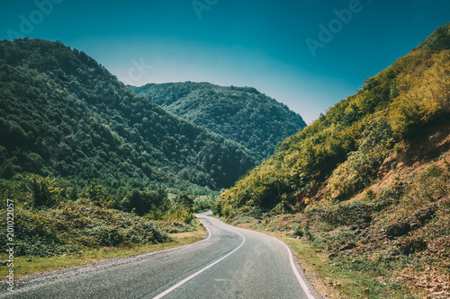 Mountain Open Road Landscape In Imereti Region, Khoni District,  © Grigory Bruev
