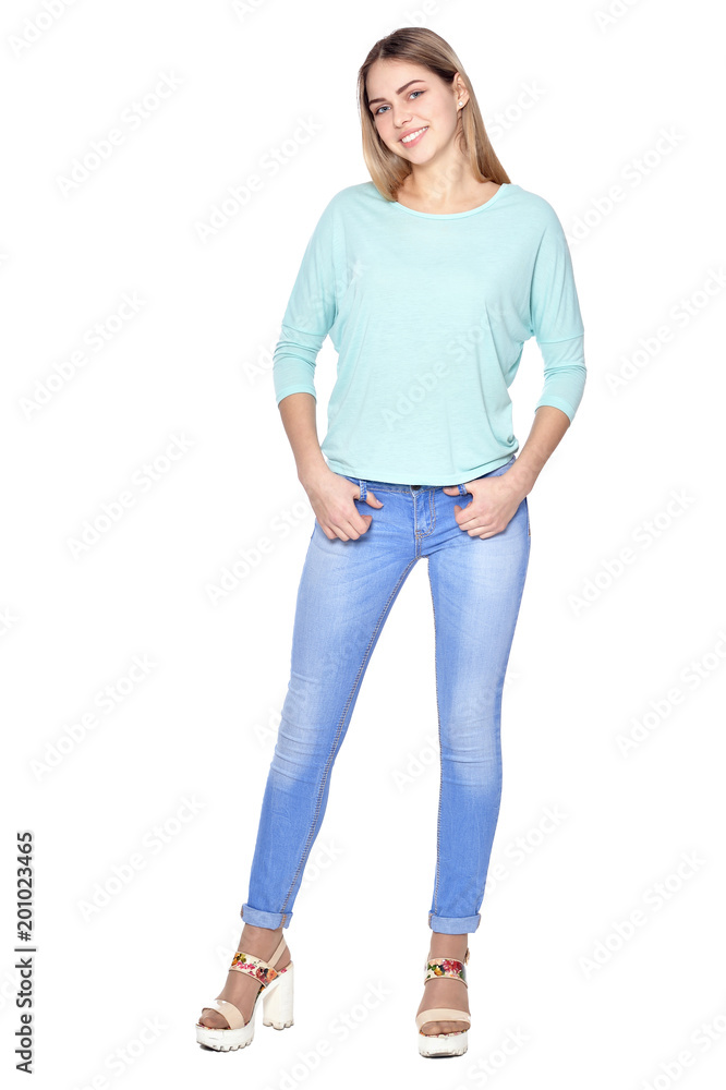 Fototapeta premium beautiful woman in jeans posing