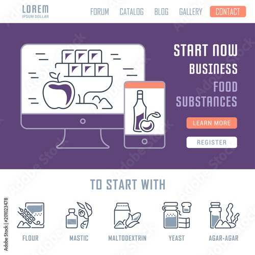 Website Banner and Landing Page of Food Substances.
