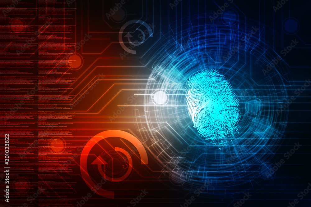 Obraz premium Fingerprint Scanning Technology Concept 2d Illustration
