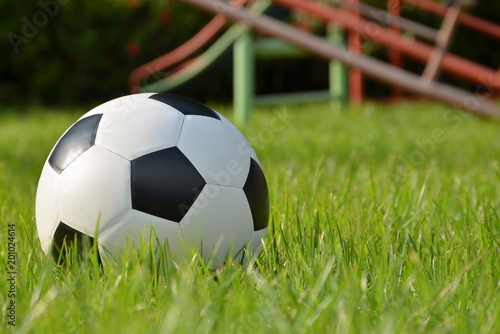 Football or soccer ball on the green grass,outdoor activity. © LittleGallery