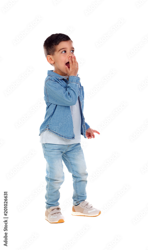 Full portrait of gipsy child with jeans Full portrait of gipsy child with jeans