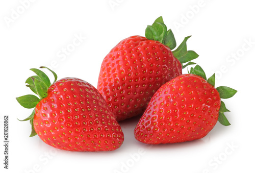 Sweet Strawberries isolated on white background, including clipping path without shade. Germany