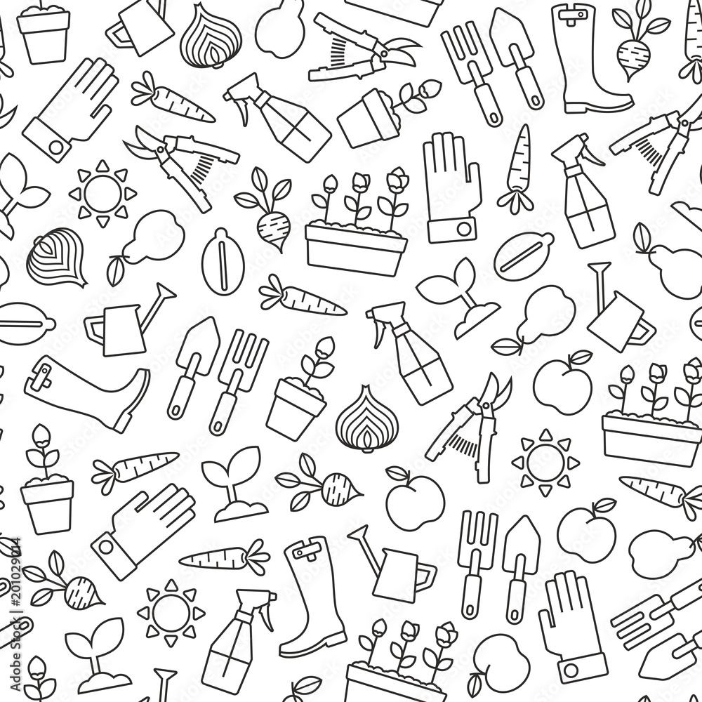 seamless pattern with gardening icons seamless pattern with gardening icons