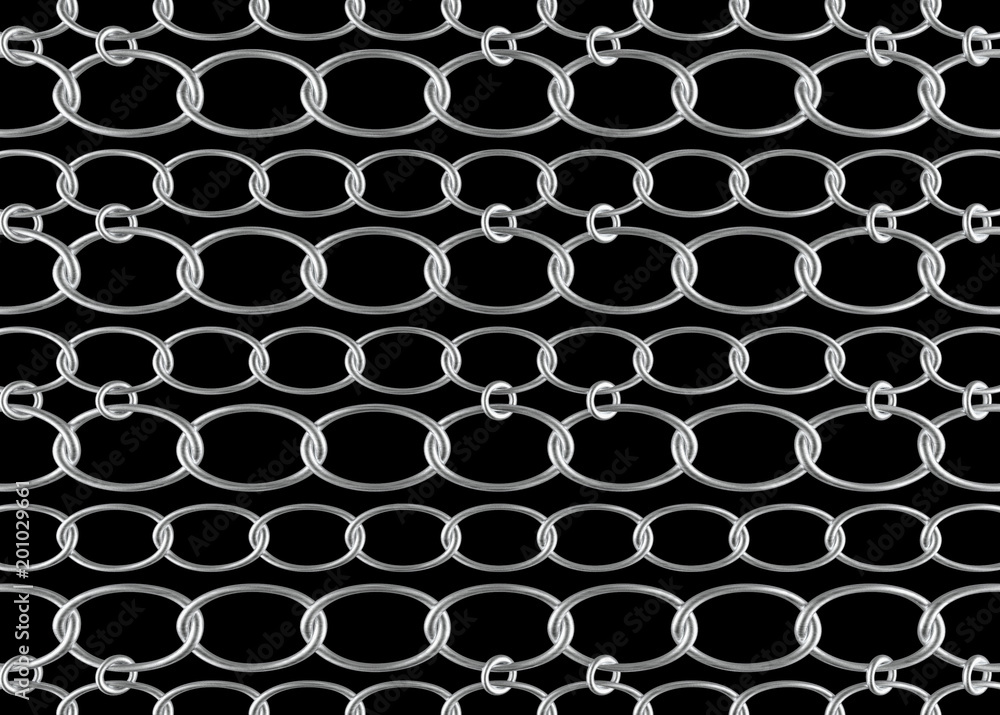 3d rendering. Abstract horizontal white silver chains pattern background. 3d rendering. Abstract horizontal white silver chains pattern background.