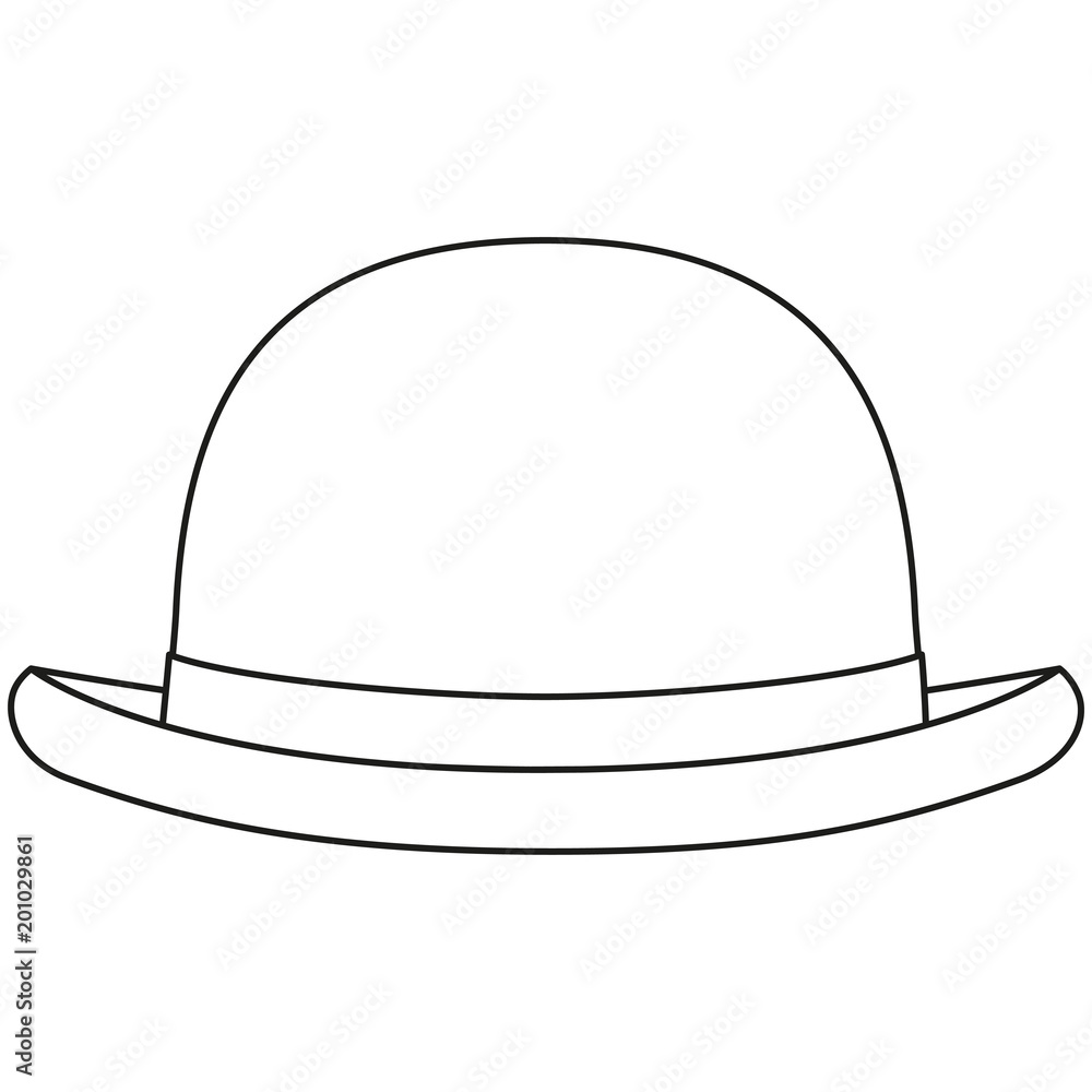 Line art black and white bowler hat Line art black and white bowler hat