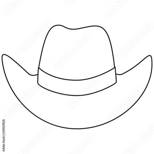 Line art black and white cowboy hat