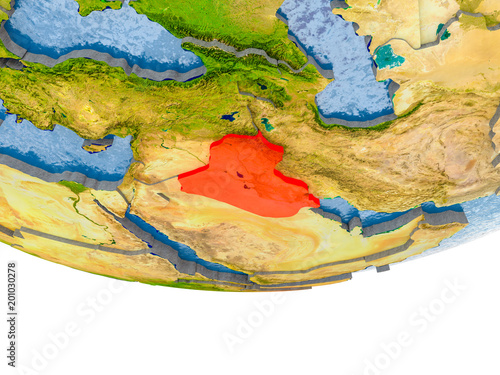Iraq in red on Earth model
