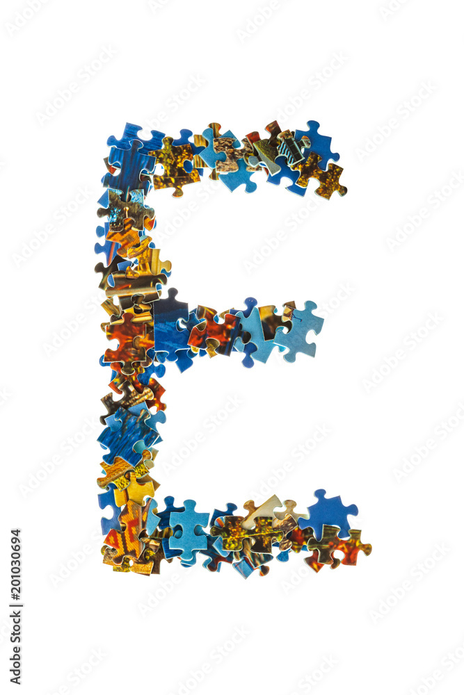 Letter E made of puzzle pieces Letter E made of puzzle pieces