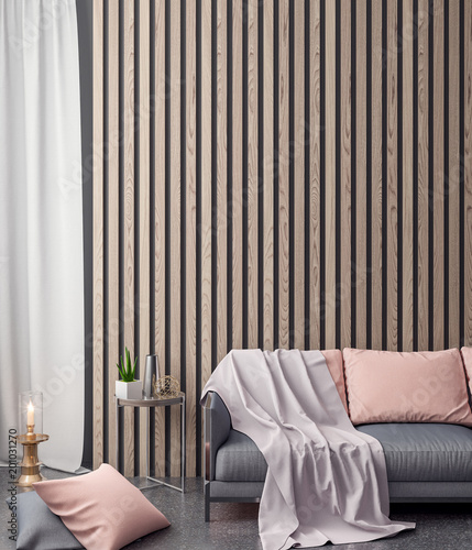 Mockup Poster in the interior, 3D illustration of a modern design