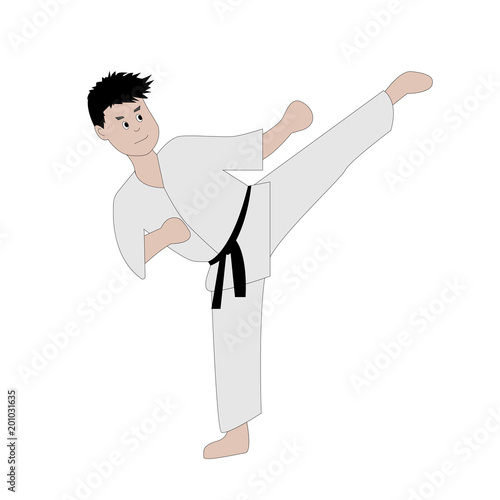 Young boy doing karate moves