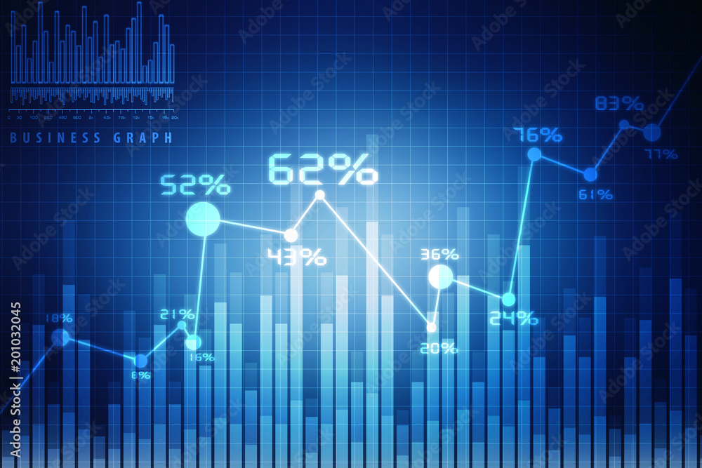 2d rendering Stock market online business concept. business Graph 