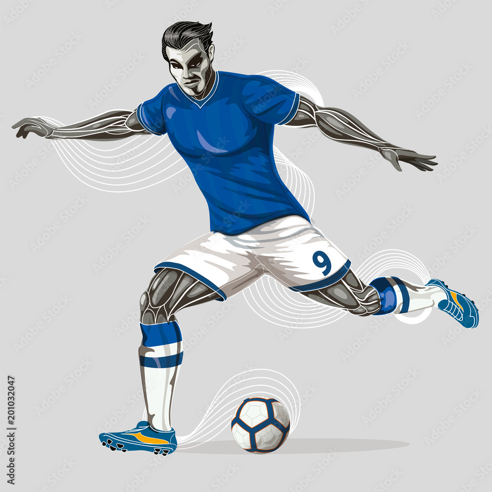 Naklejka premium Soccer player with graphic trails