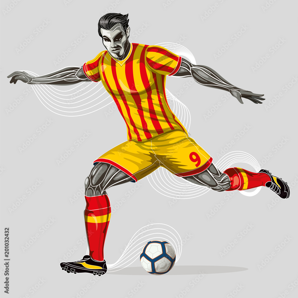 Obraz premium Soccer player with graphic trails
