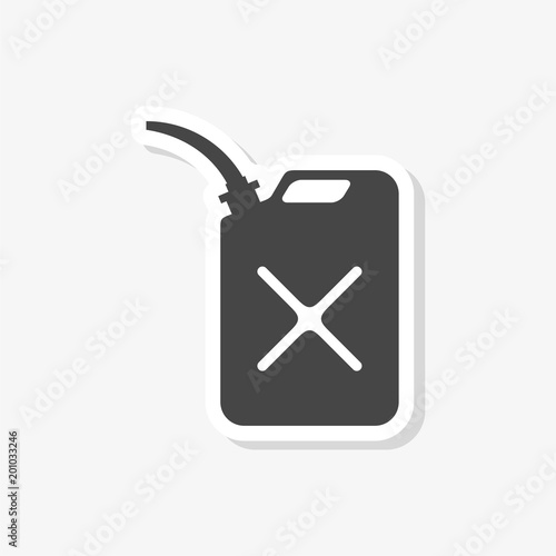 Jerrycan fuel sticker, simple vector icon