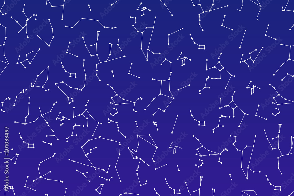 Constellation of stars seamless pattern. blue space background. Universe vector
