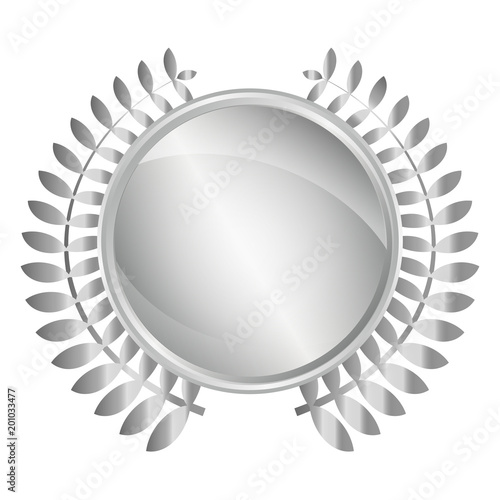Medaille mit Lorbeeren - silber 3D