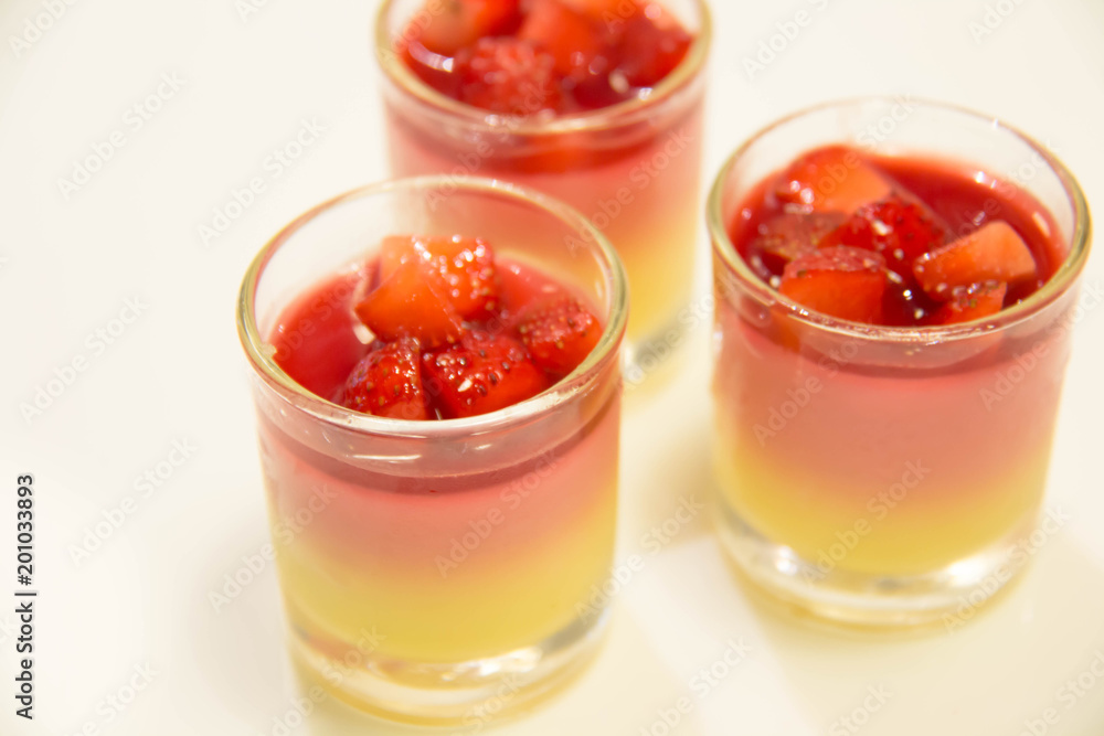Strawberry mousse in the glass on Strawberry mousse in the glass on