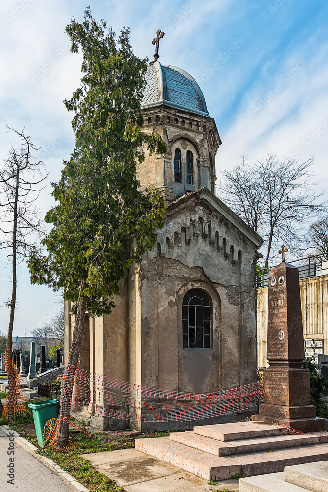 Belgrade, Serbia - April 07, 2018: An editorial stock photo of a Cemetery/Graveyard in Zemun Serbia.