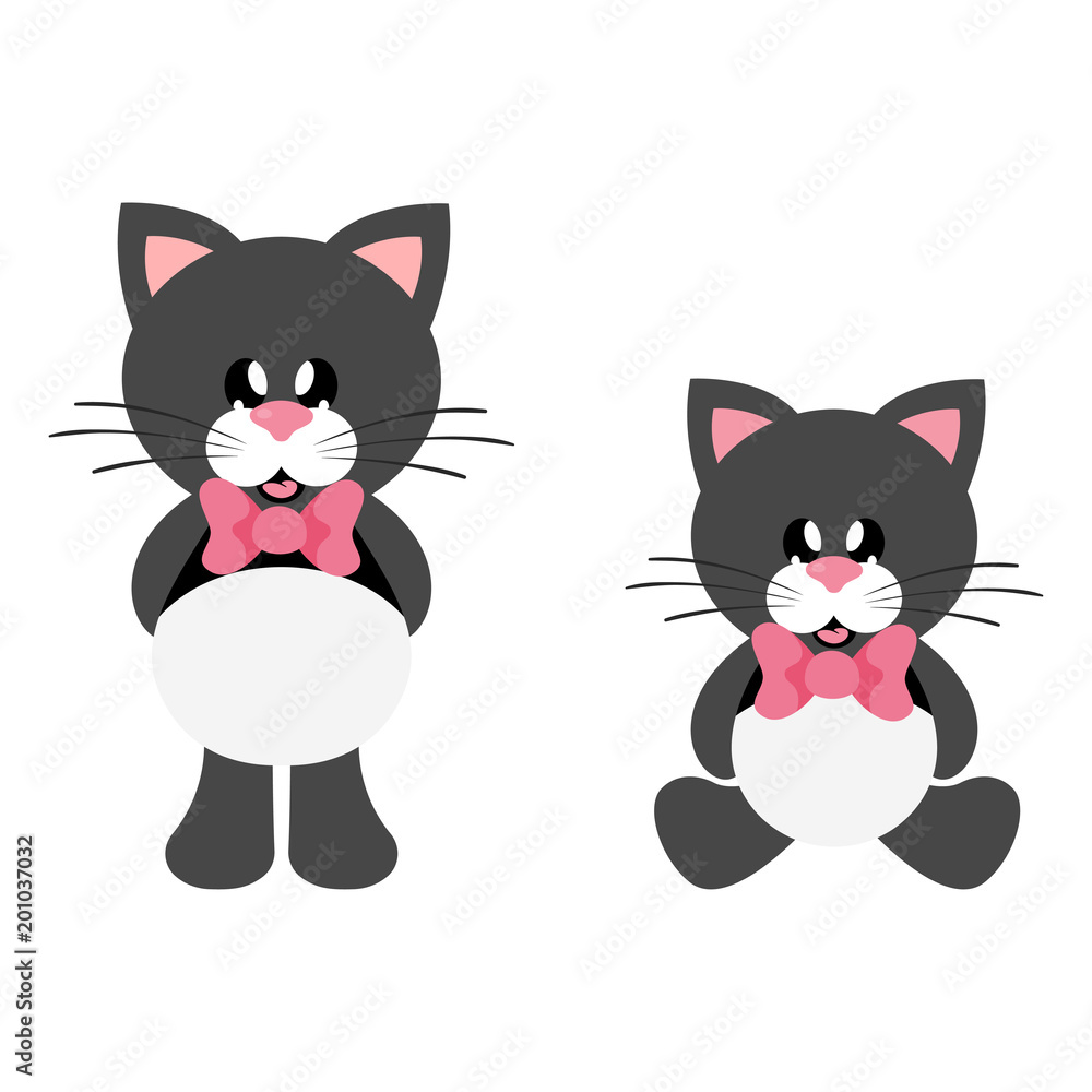 cartoon cute cat black with tie set cartoon cute cat black with tie set