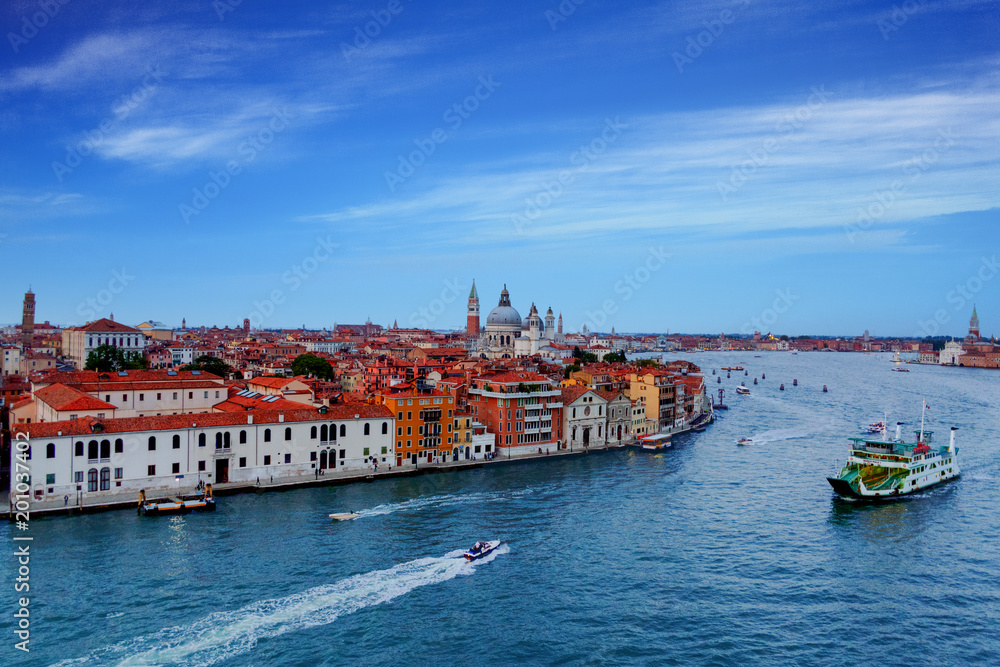 Fototapeta premium Ferry and Boats in Canal