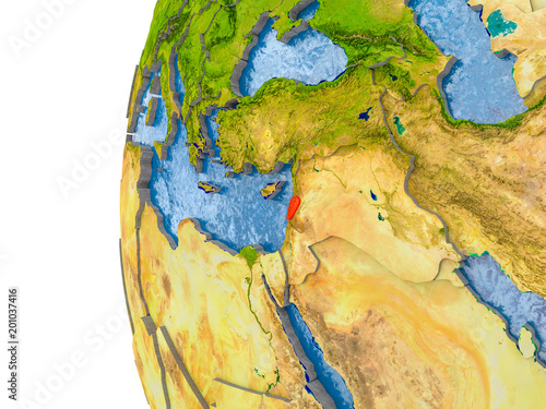 Map of Lebanon on model of globe