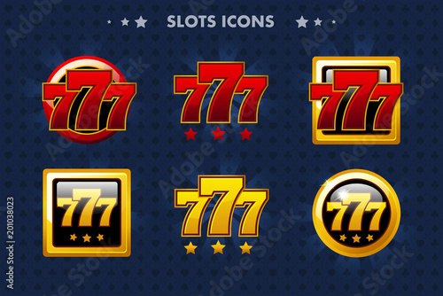 Slots 777 app icon, glossy objects for asset game and GameTwist