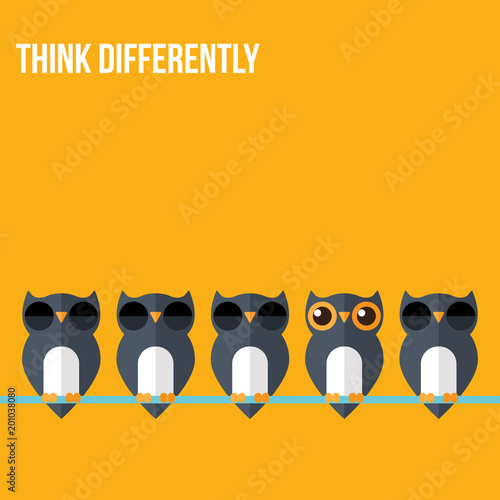 Think differently - Being different, standing out from the crowd -The graphic of owl also represents the concept of individuality , confidence, uniqueness, innovation, creativity.