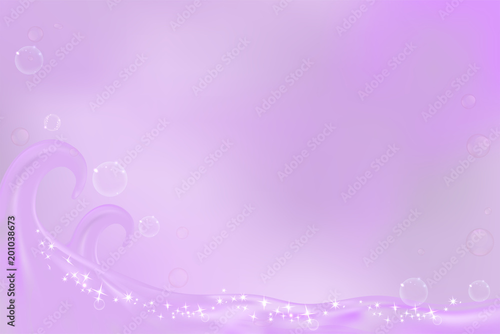Purple wave with space for text, aqua background for cosmetic or skin care ad, illustration vector.