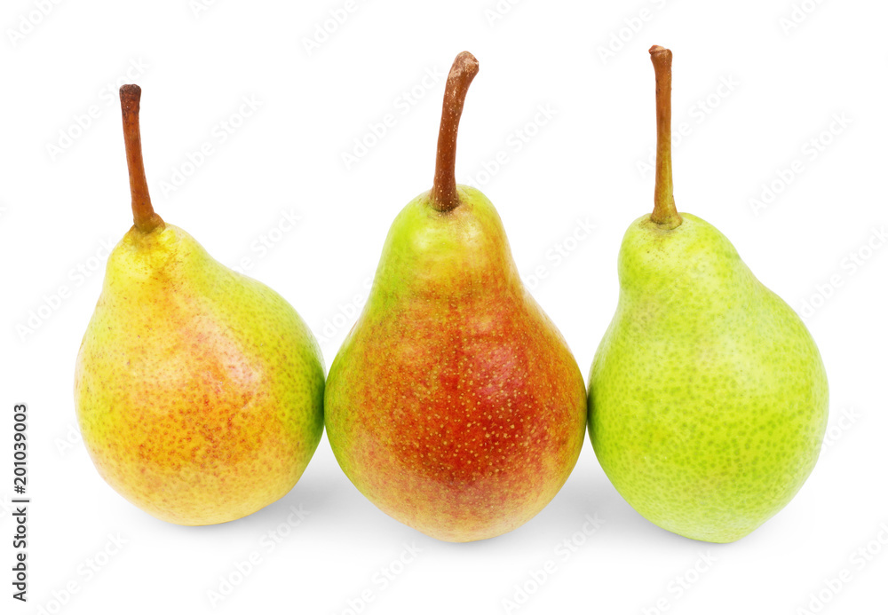 Whole and half pears on a white background Whole and half pears on a white background