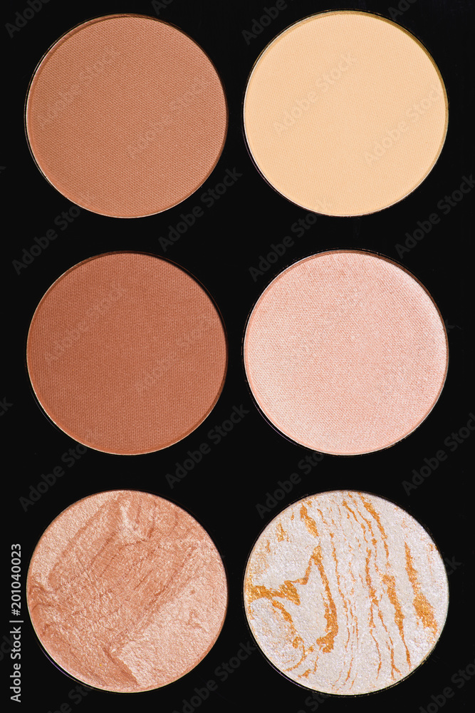 full frame shot of various makeup blushes palette