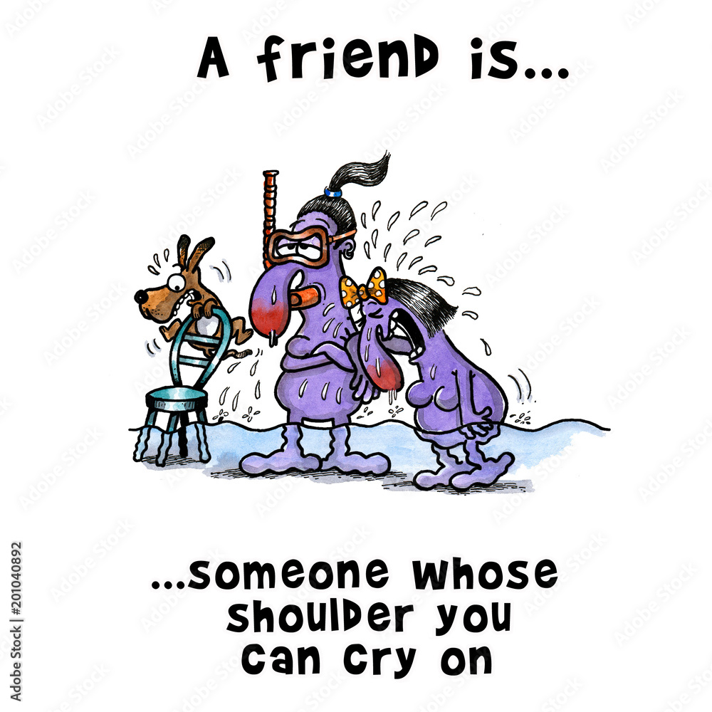 Fototapeta premium Woman is crying too much on shoulders of her friend