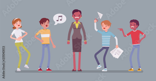 Teacher annoyed with naughty kids