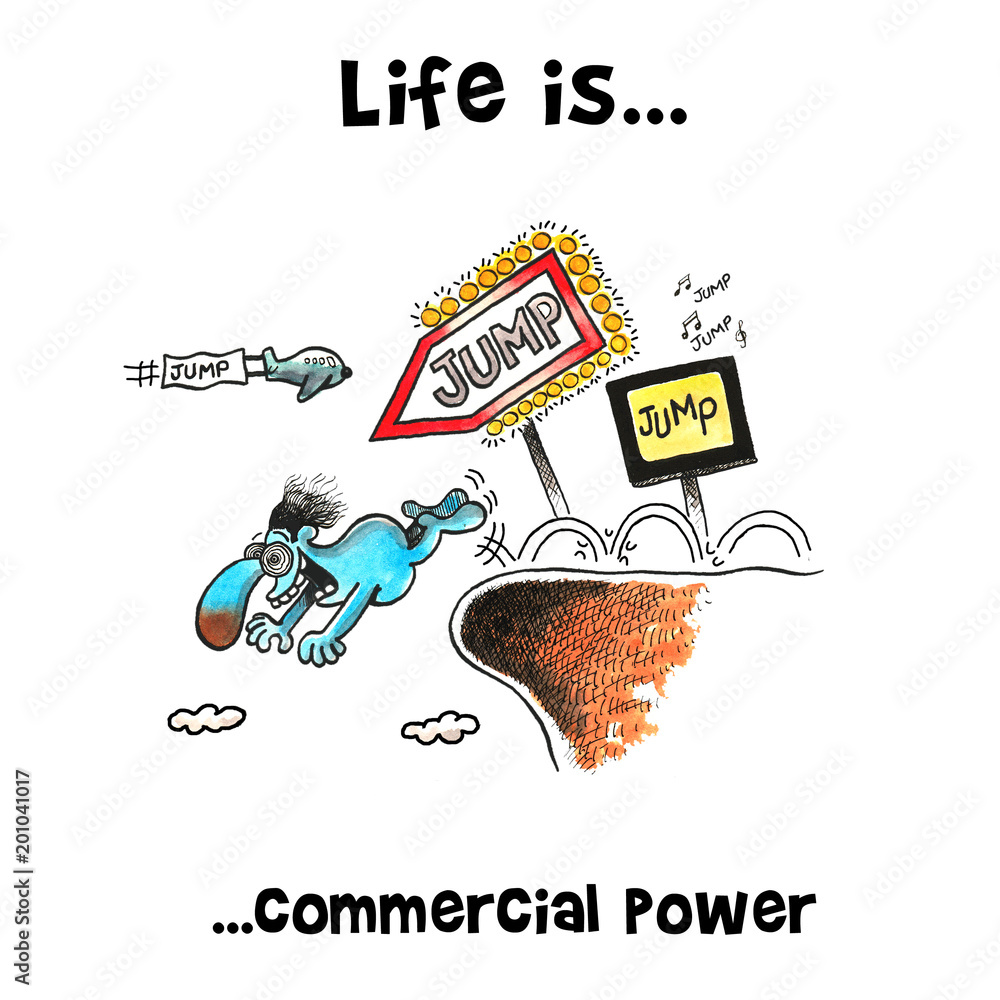 Man is jumping from the cliff following the advertisement Man is jumping from the cliff following the advertisement