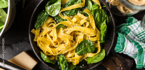 Spinach tagliatelle pasta