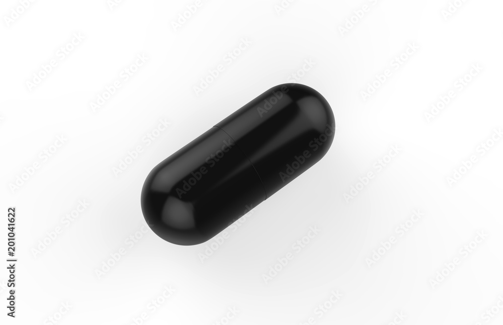Black pill on isolated white background, 3d illustration Black pill on isolated white background, 3d illustration